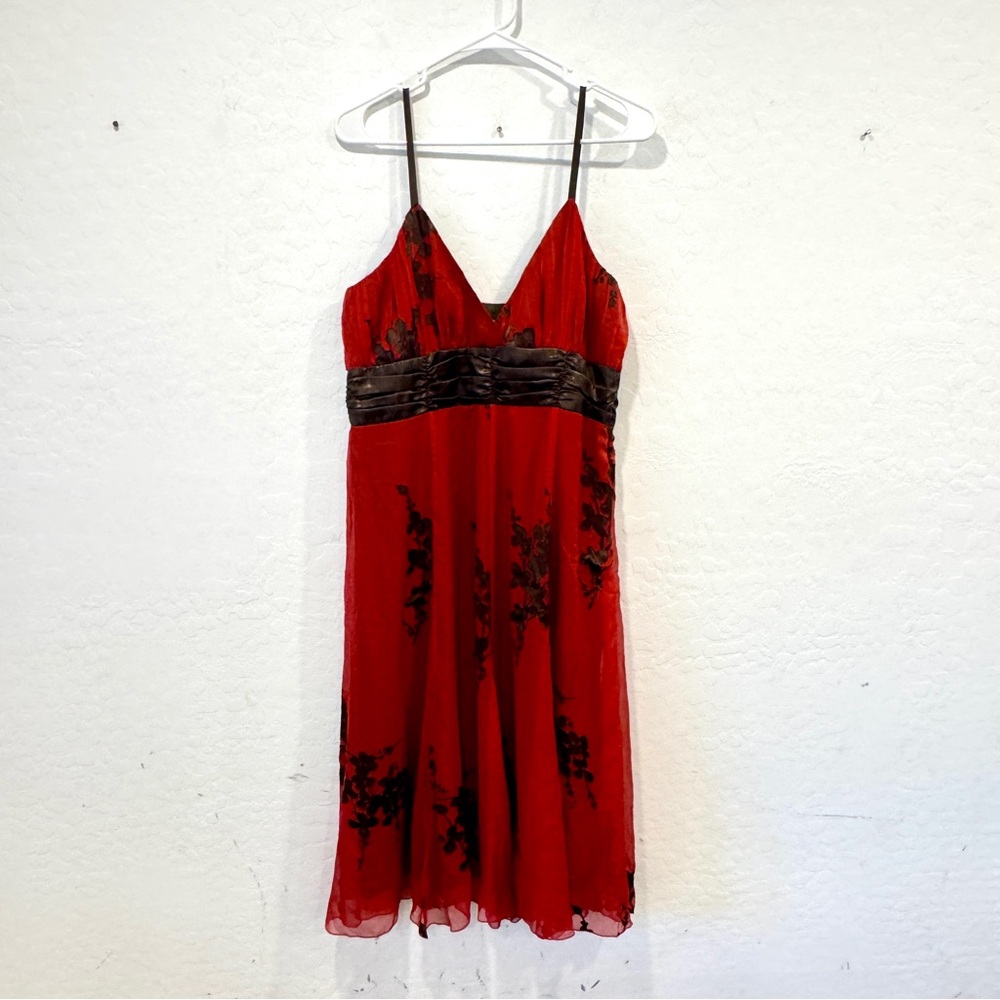 Y2K Jonathan Martin Dress Womens 10 Red Black Midi Floral Whimsigoth Witchy